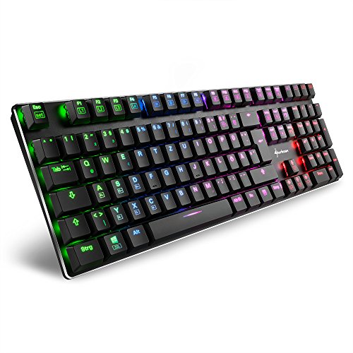 Sharkoon PureWriter RGB Mechanische Low Profile-Tastatur (RGB Beleuchtung, rote Schalter, flache Tasten, Beleuchtungseffekte, abnehmbarem USB Kabel) schwarz