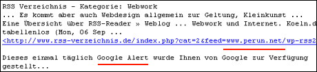 Google Alert und Perun.net