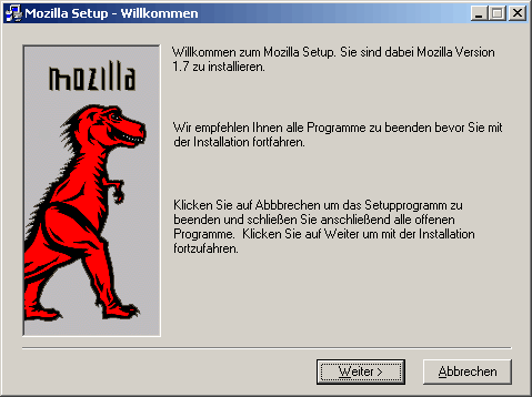 Mozilla-Installation: Schritt 1