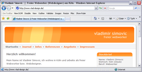 Test mit dem Internet Explorer 7