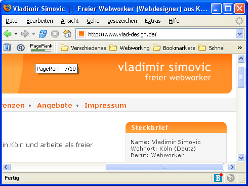 PageRank 7 für Vlad-Design.de