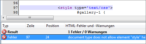 Galerie-Funktion verursacht unsauberes (X)HTML