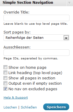 WordPress: Simple Section Navigation Widget