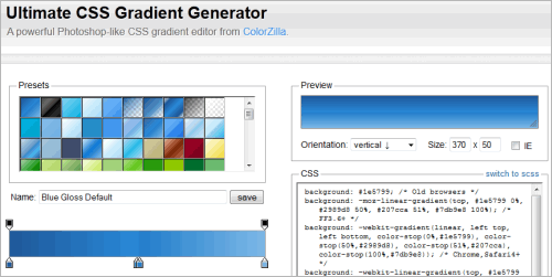 Komfortabler Generator für Farbverläufe in CSS3