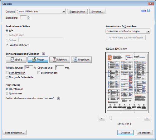 HTML5-Poster in Adobe Reader drucken