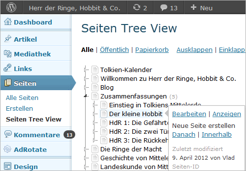 WordPress: Seiten verwalten