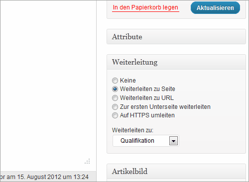 WordPress: Weiterleitung für eine Seite einrichten