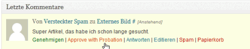 Kommentar-Moderation mit Comment Probation