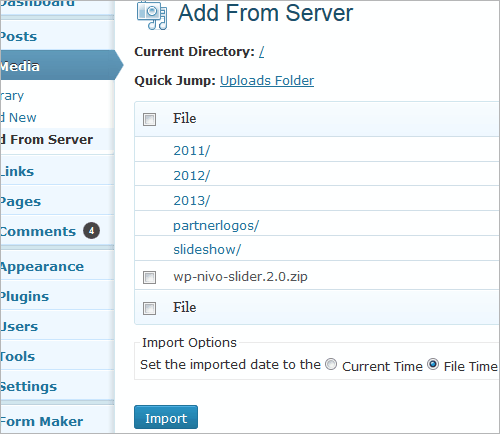 WordPress: Add From Server