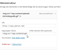 Grafik im WordPress-Menü