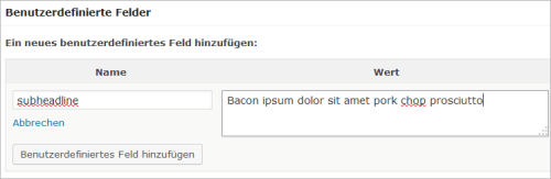 WordPress: Subheadline per benutzerdefiniertes Feld realisieren