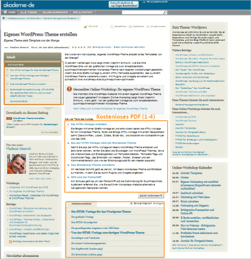 Kostenlose Unterlagen für den WordPress-Themes-Kurs